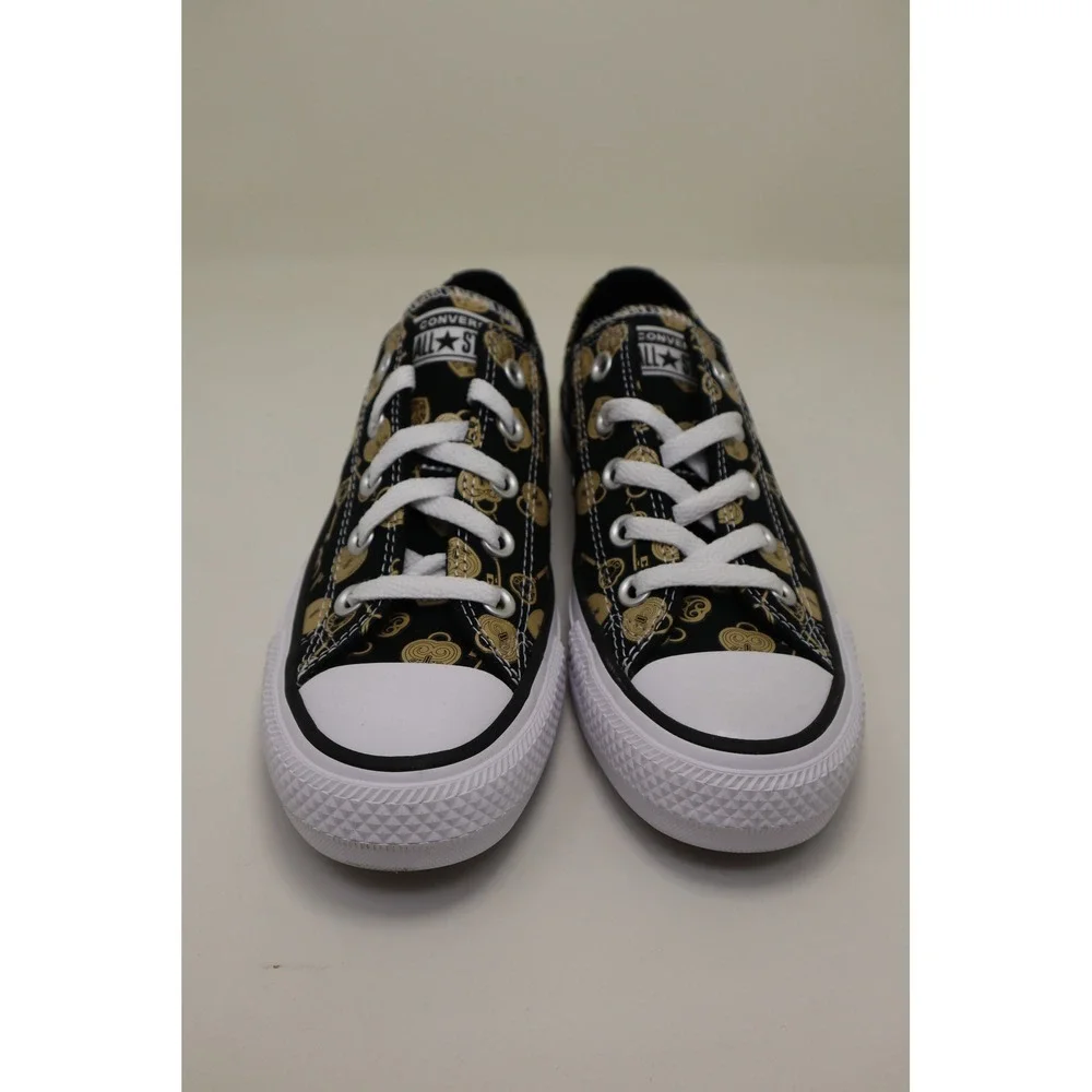 Converse Chuck Taylor All Star Low Womens 6 Black Gold Locks Keys Print NWOB